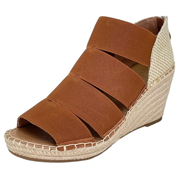 Gentle Souls Charli Cognac Elastic Womens Wedge Sandals Size 9M - Picture 1 of 12